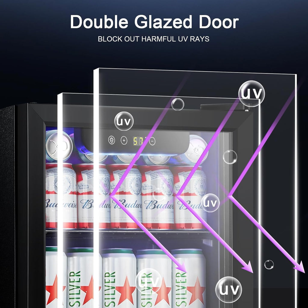 Antarctic Star Mini Fridge Cooler - 12 Bottle 48 Can Beverage Refrigerator Glass Door for Drinks or Beer Wine ¨CSmall Drink Dispenser for Home, Office or Bar, Electronic Temperature Control£¬1.3cu.ft.