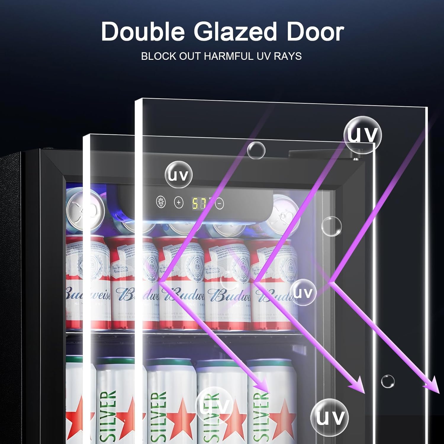 Antarctic Star Mini Fridge Cooler - 12 Bottle 48 Can Beverage Refrigerator Glass Door for Drinks or Beer Wine ¨CSmall Drink Dispenser for Home, Office or Bar, Electronic Temperature Control£¬1.3cu.ft.