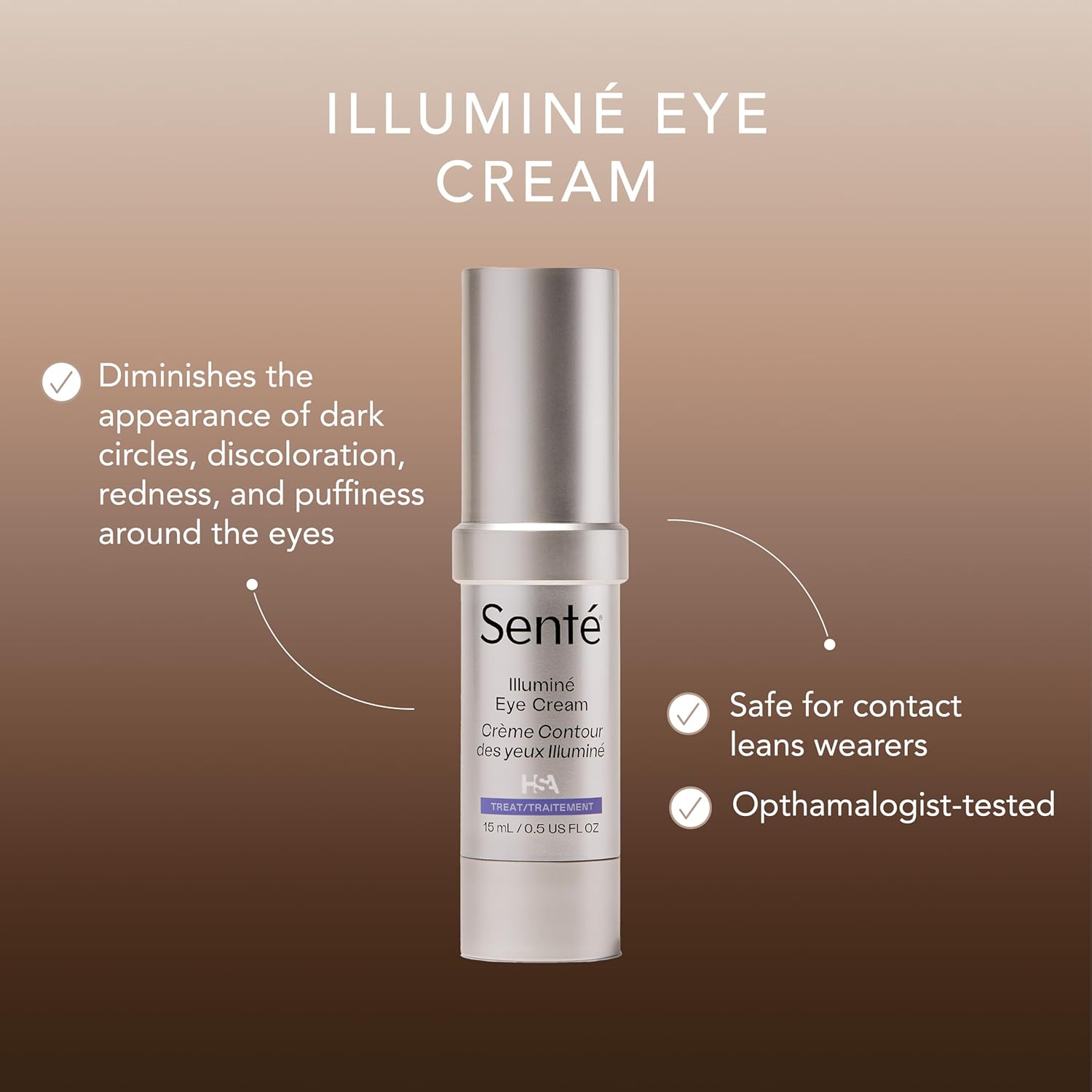 Sent Illumin Ey Crea Diminis Dar Circles Discoloration Redness an Puffines Aroun Th Eye wit Patente HSA Niacinamid an Peptide 0. Oz