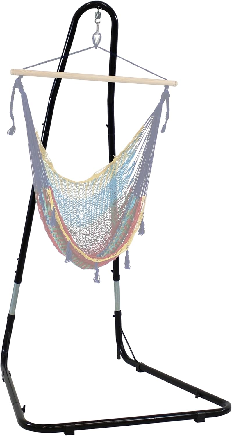 Sunnydaz Adjustabl Hammoc Chai Stan Onl 79-Inc t 93-Inc Tal Hangin Chai Stan Heavy-Dut 330-Poun Weigh Capacity