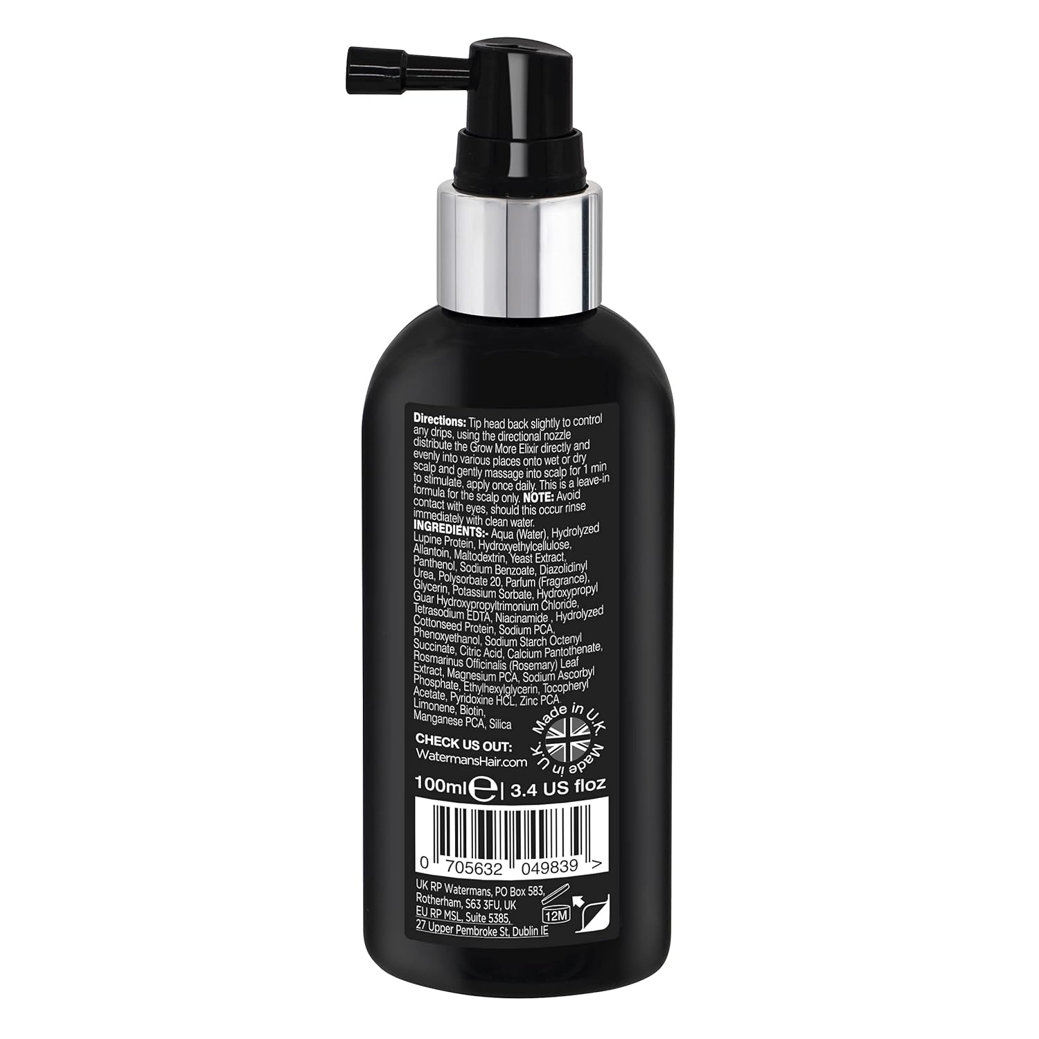 Waterman Gro Mor Hai Growt Seru Support Thicker Stronge Hai wit Biotin Rosemar DH Blocker Lightweight Fast-Absorbin Vega Help ImpScal Densit 3. f oz