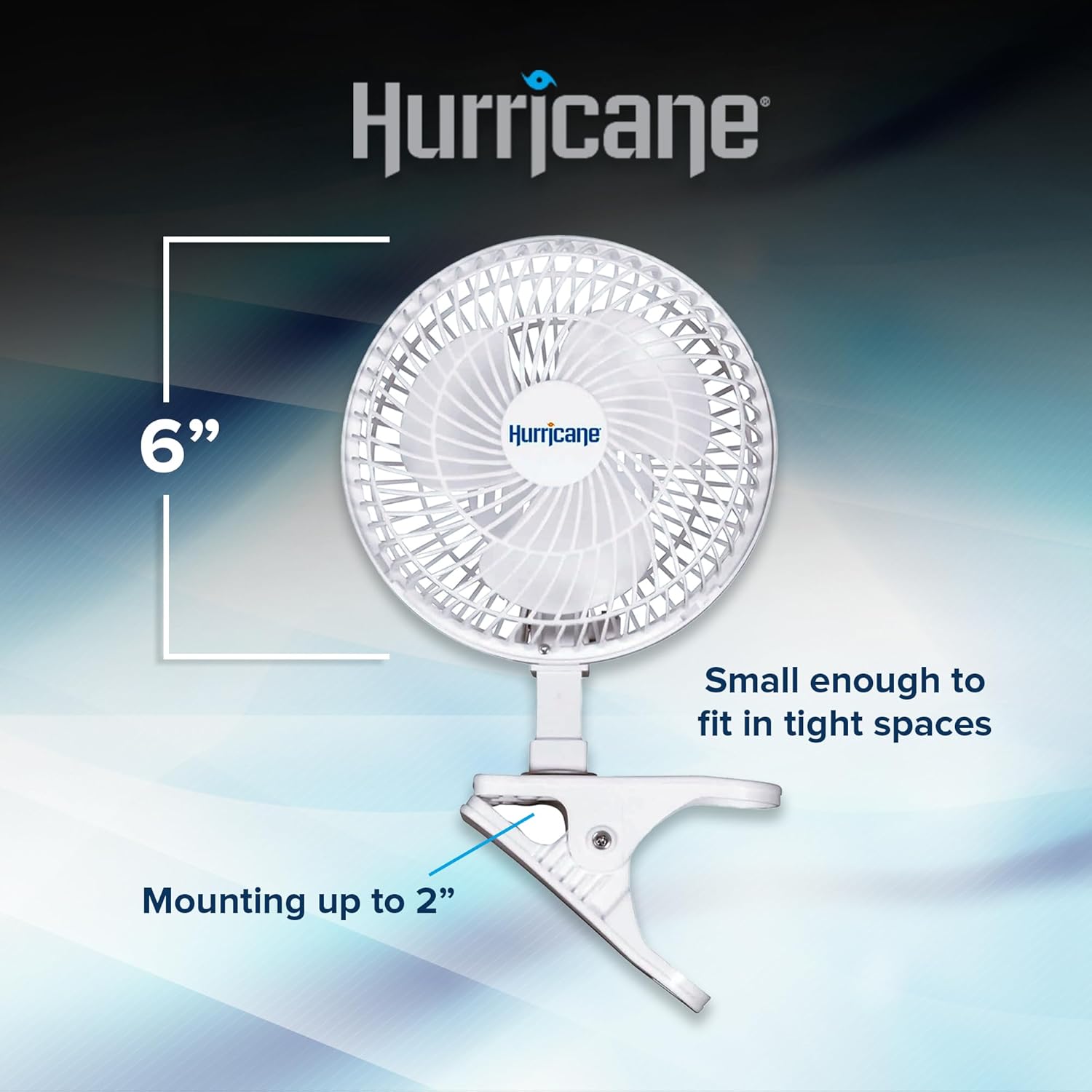 Hurricane 2-Pack Classic Clip-On Table Fan with 2 Quiet Speeds, White, 6inch - Portable Corded Electric Air Cooling Unit with 306 CFM and Adjustable Tilt for Desk, Shelf, Home, Office or Dorm Use