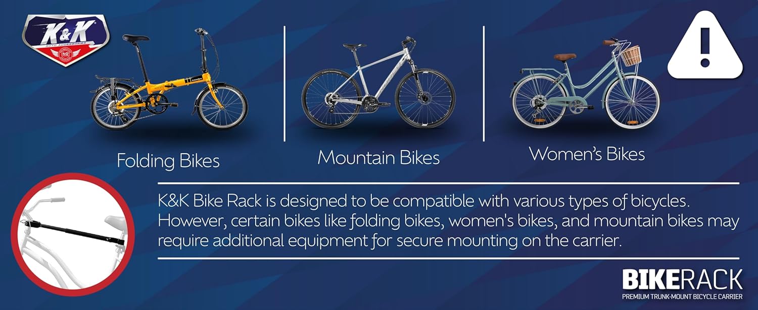 K& Aut Accessorie Compac 2-Bik Trun Bik Rac Premiu Cross-Countr Trunk-Moun Bicycl Carrie fo Cars SU Heav Dut Rea Bik Transpor Too fo Professiona Cyclists
