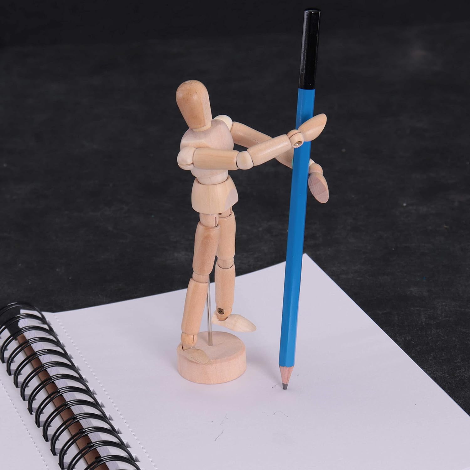 US Art Supply Wood Artist Drawing Manikin Articulated Mannequin with Base and Flexible Body - Perfect for Drawing The Human Figure (5" Male)