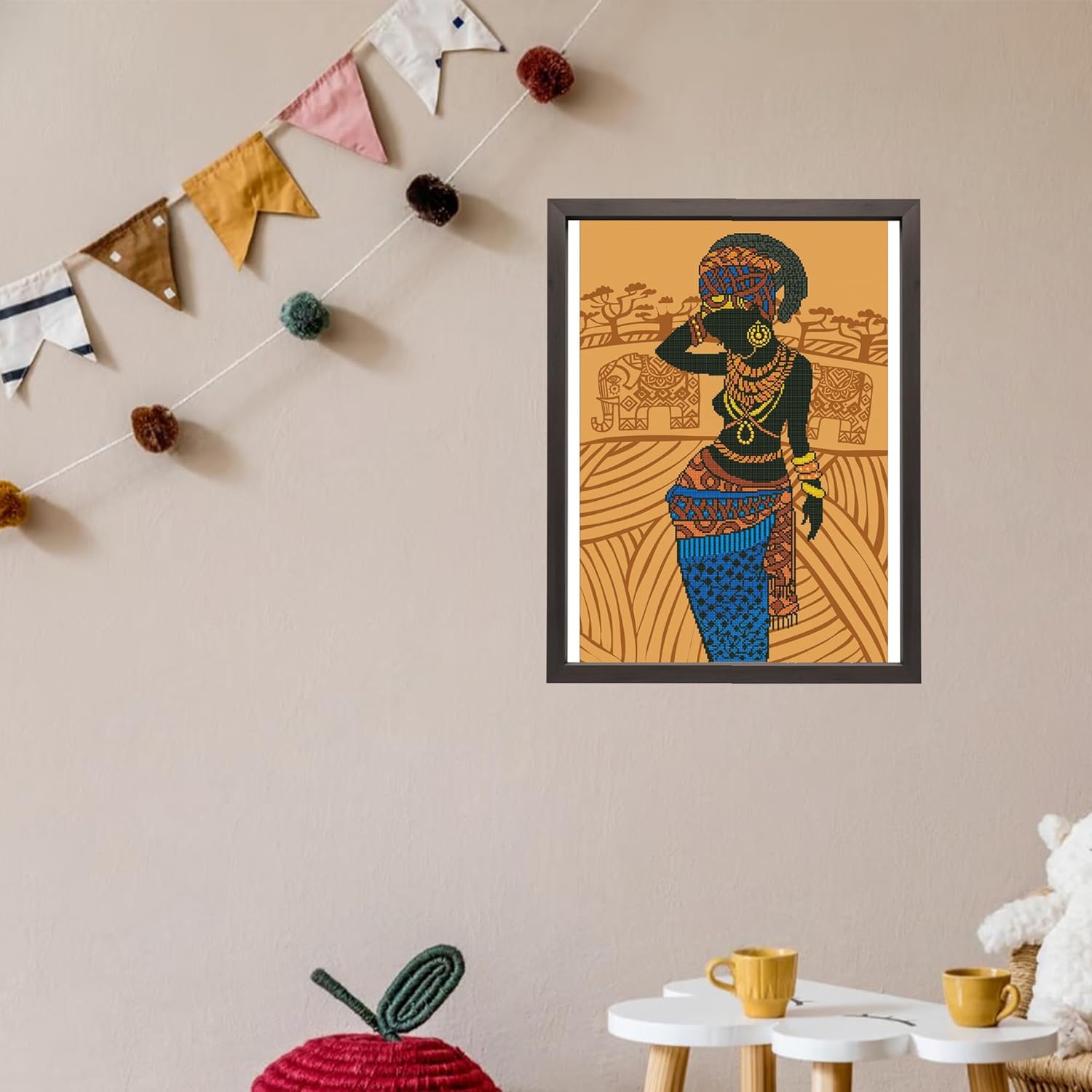DIAMON DOT Africa Princes Portrai Diamon Paintin Kit fo Adult Diamon Ar Kit Relaxin Creativ Craf Ki wit Dot Gem 30inchx20.5inch
