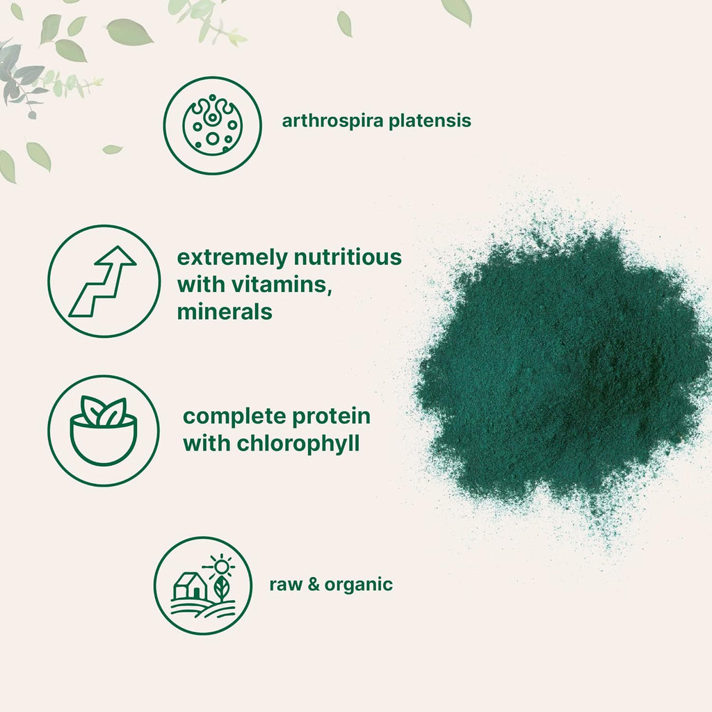 Micr Ingredient Organi Spirulin Powder 1l Blue-Gree Algae Ric i Vega Protein Vitamin Mineral Sourc o Natura Chlorophyl Enzyme Non-GMO Gluten-Free N Additives