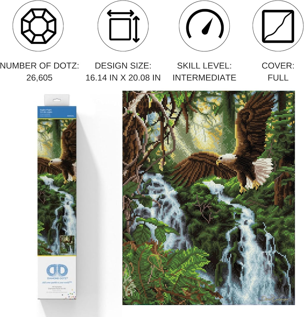 DIAMON DOT Eagle Fligh Diamon Paintin Kit fo Adult Diamon Ar Kit Relaxin Creativ Craf Ki wit Dot Gem 20.1x16.1