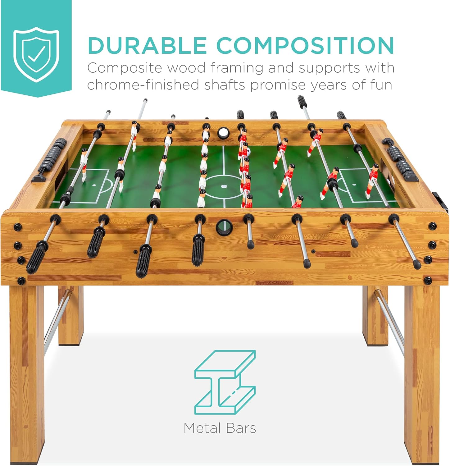 Best Choice Products 48in Competition Sized Foosball Table, Arcade Soccer Table for Home, Game Room, w/ 2 Balls, 2 Cup Holders