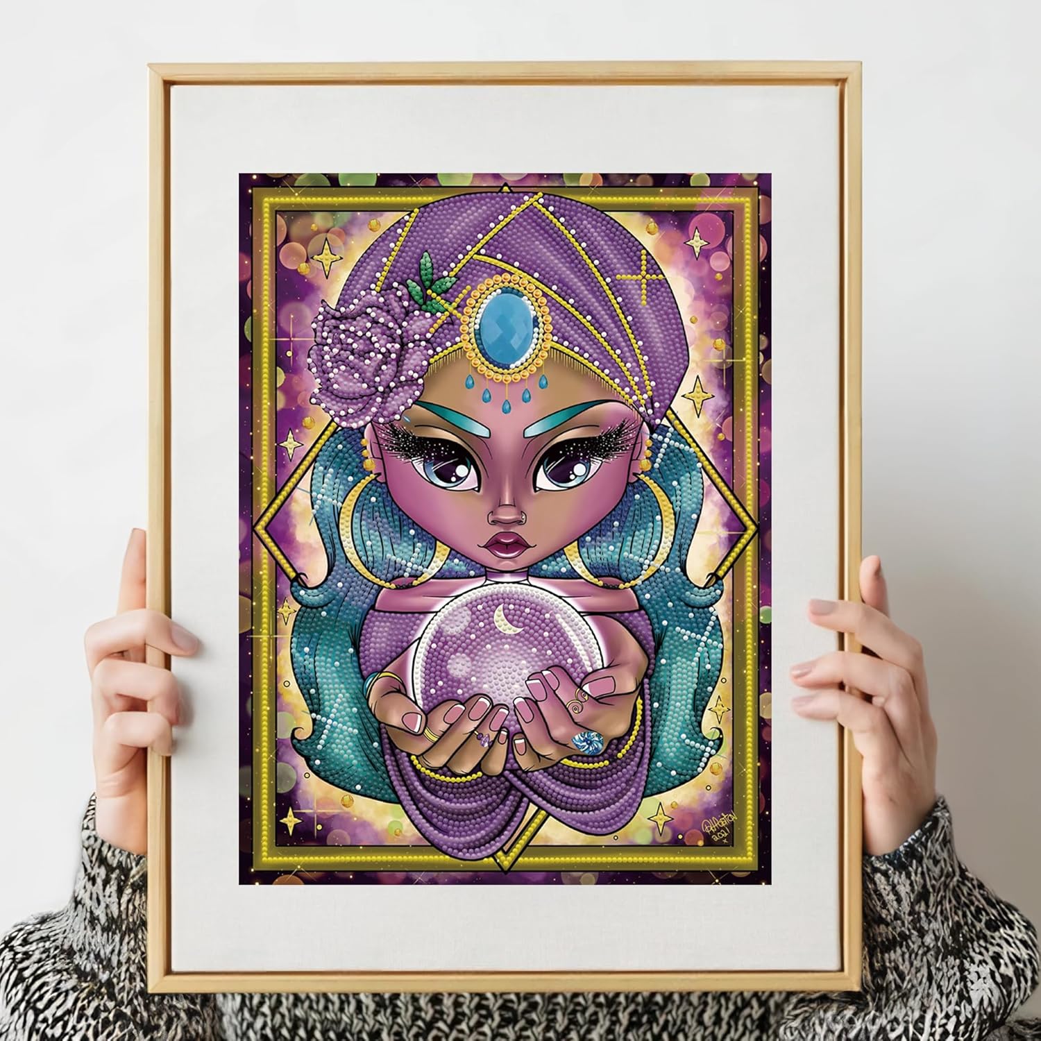 DIAMON DOT Fortun Telle Wome Diamon Paintin Kit fo Adult Diamon Ar Kit Relaxin Creativ Craf Ki wit Dot Gem 15.8inchx11.8inch