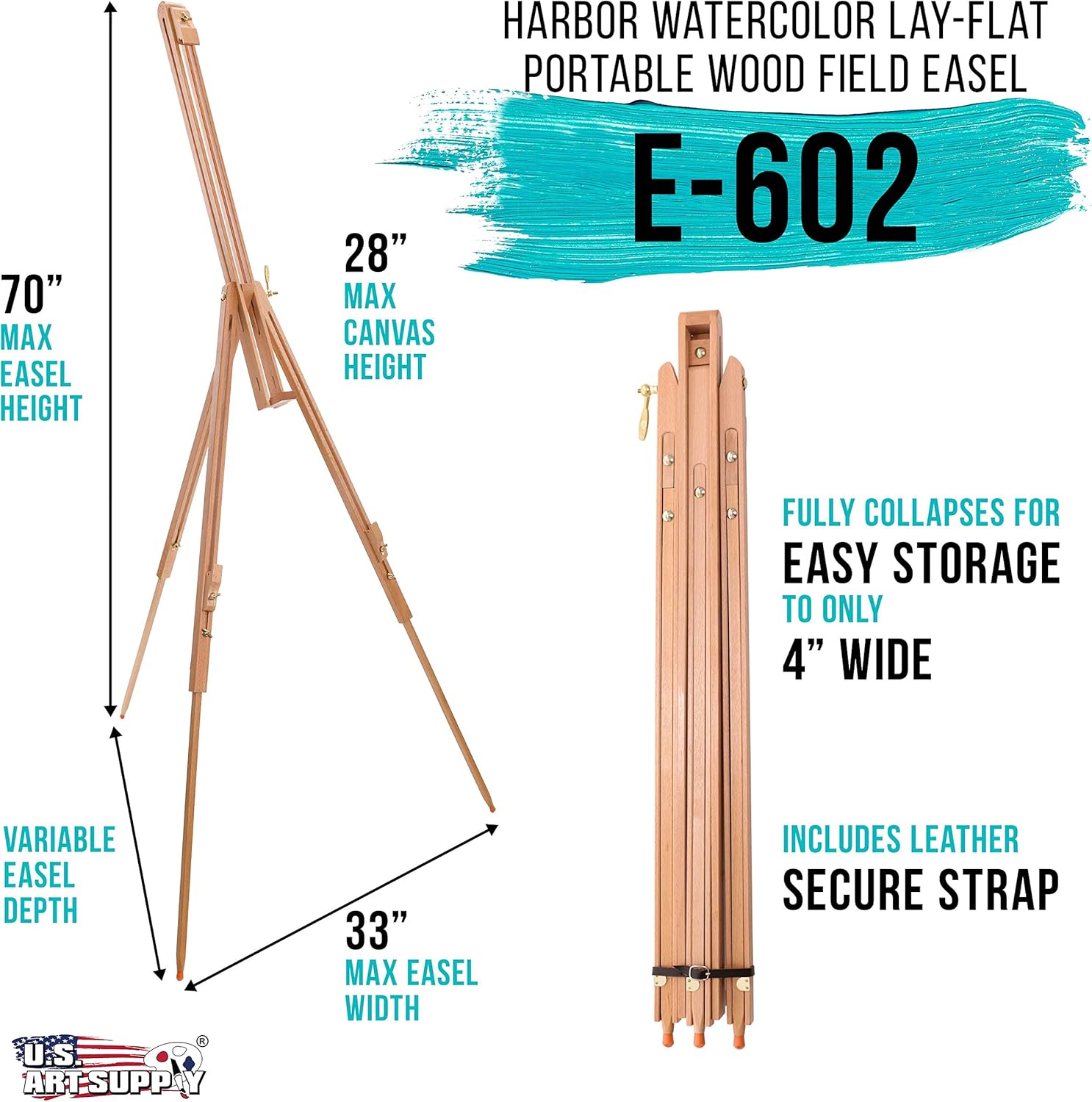 U.S Ar Suppl Harbo 72inc Hig Adjustabl Woo Artis Ease Stand Versatil fo Watercolor Fiel Displa Portabl Tripo fo Floo Tabletop Hold Canva U t 42inc Vertical 28inc Horizontal