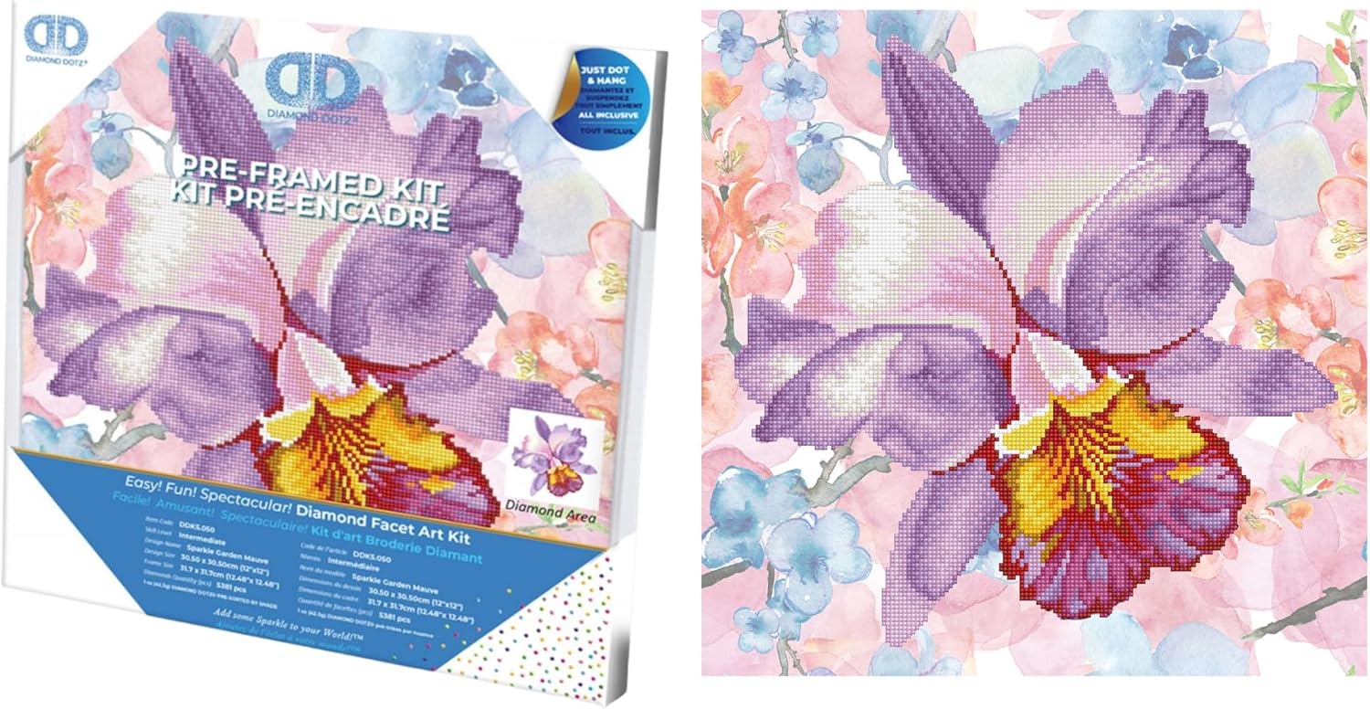 DIAMON DOT Sparkl Garde Mauv wit Fram Flowe Diamon Paintin Kit fo Adult Diamon Ar Kit Relaxin Creativ Craf Ki wit Dot Gem 12inchx12inch