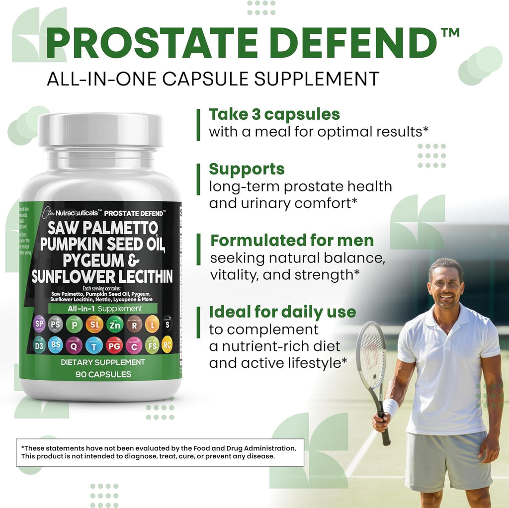 Clea Nutraceutical Sa Palmett Pumpki See Oi Pygeu Sunflowe Lecithi Stingin Nettl Cranberr Prostat Supplement fo Me wit Lycopen 9 Caps