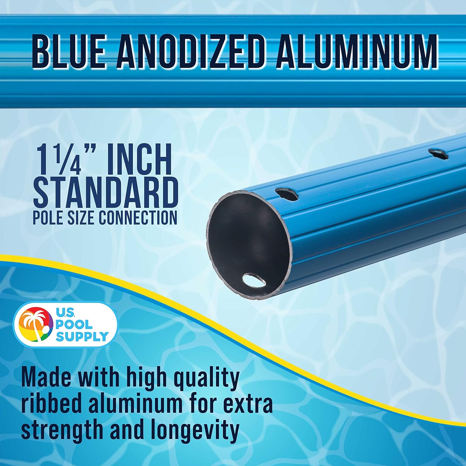 U.S. Pool Supply 12 Foot Swimming Pool Pole Telescopic - Aluminum Pool Skimmer Pole Net, Rake, Brush, Vacuum Head Handle, Attach Cleaning Equipment Accessories, Adjustable 3 Piece Expandable Extension