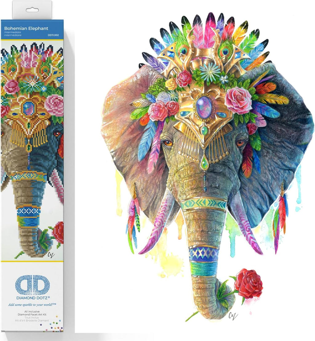 DIAMON DOT Bohemia Elephan Diamon Paintin Kit fo Adult Diamon Ar Kit Relaxin Creativ Craf Ki wit Dot Gem 16.1x20.1