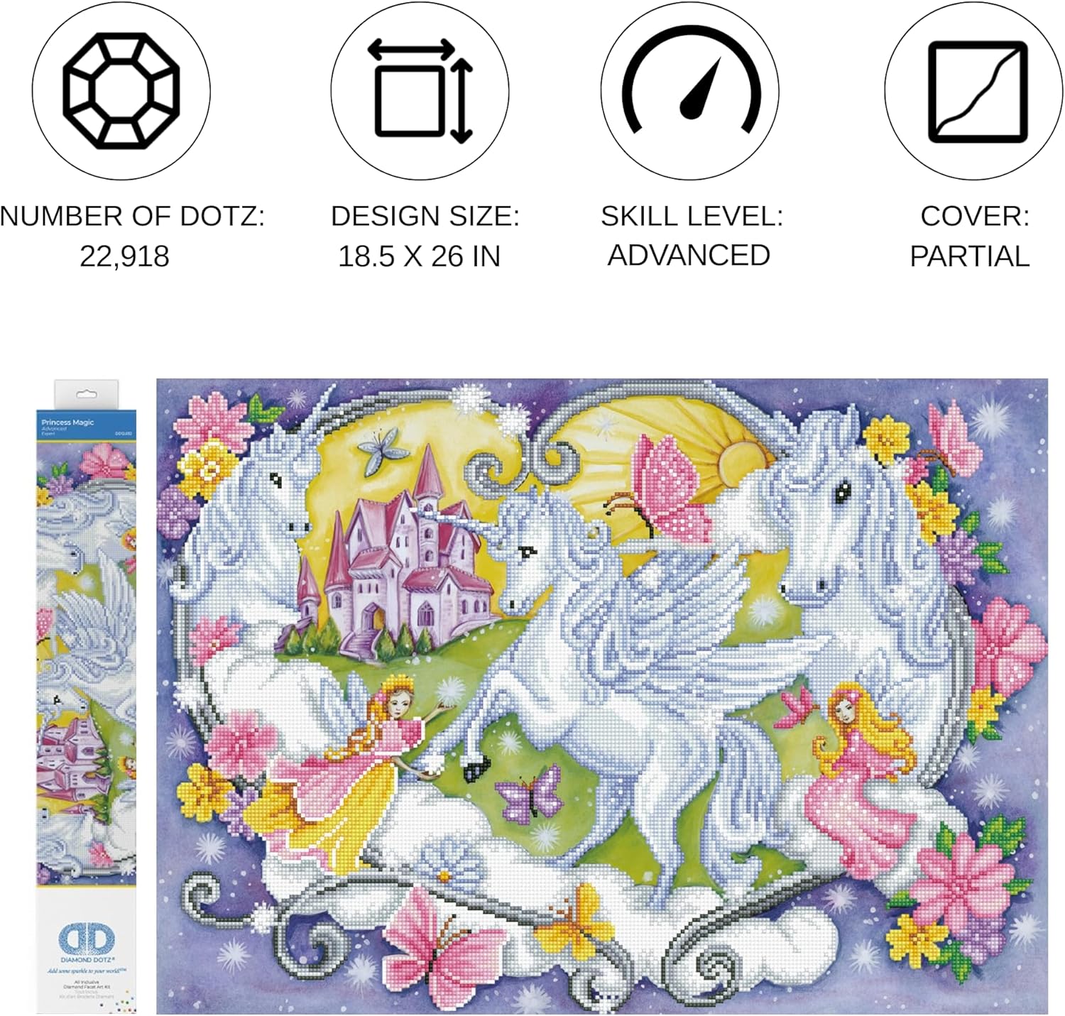 DIAMON DOT Princes Magi Unicor Diamon Paintin Kit fo Adult Diamon Ar Kit Relaxin Creativ Craf Ki wit Dot Gem 18.5inchx26inch