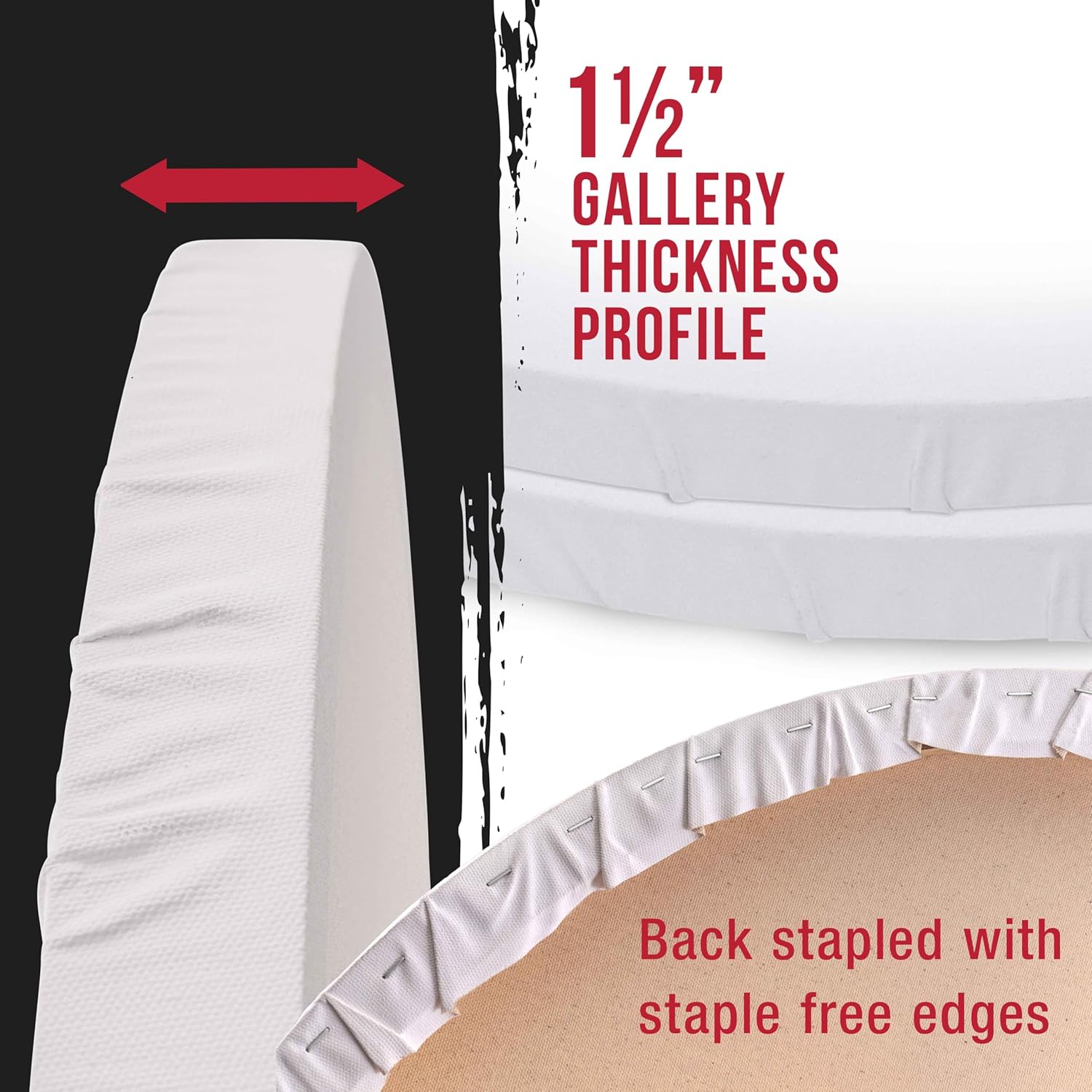 U.S. Art Supply 36 inch Diameter Round Gallery Depth 1-1/2inch Profile Stretched Canvas 2-Pack - Acrylic Gesso Triple Primed 12-Ounce 100% Cotton Acid-Free Back Stapled Pouring Art