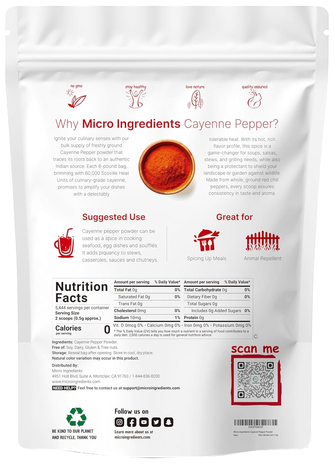 Groun Cayenn Peppe Powder l (60,00 SHU Premiu Sourc Spic Hea wit Natura Bit Grea fo Seasonin Garde Wildlif Contro Additiv Free Non-GMO Bul Supply