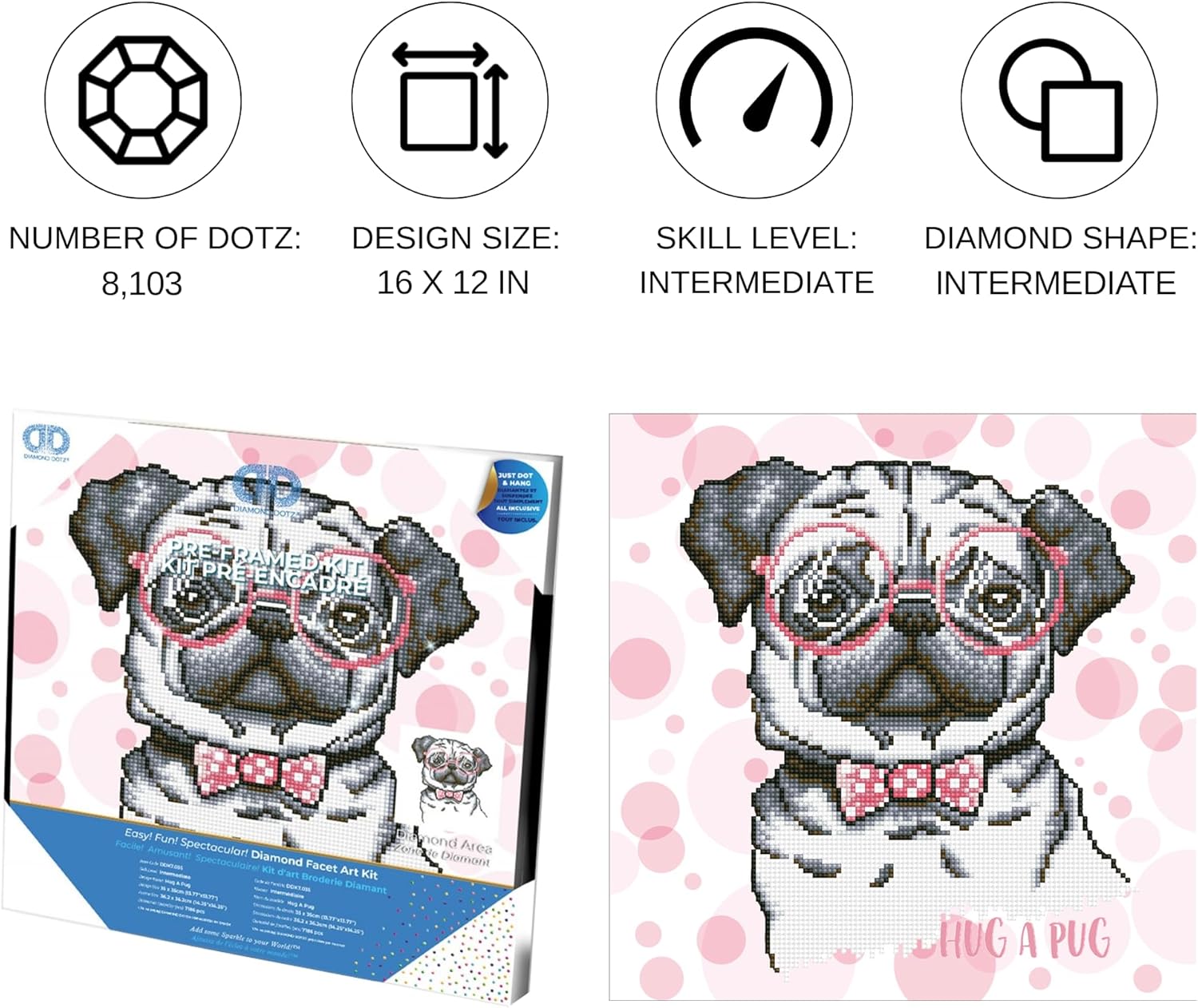DIAMON DOT Hu Pu wit Fram Do Diamon Paintin Kit fo Adult Diamon Ar Kit Relaxin Creativ Craf Ki wit Dot Gem 13.7inchx13.7inch