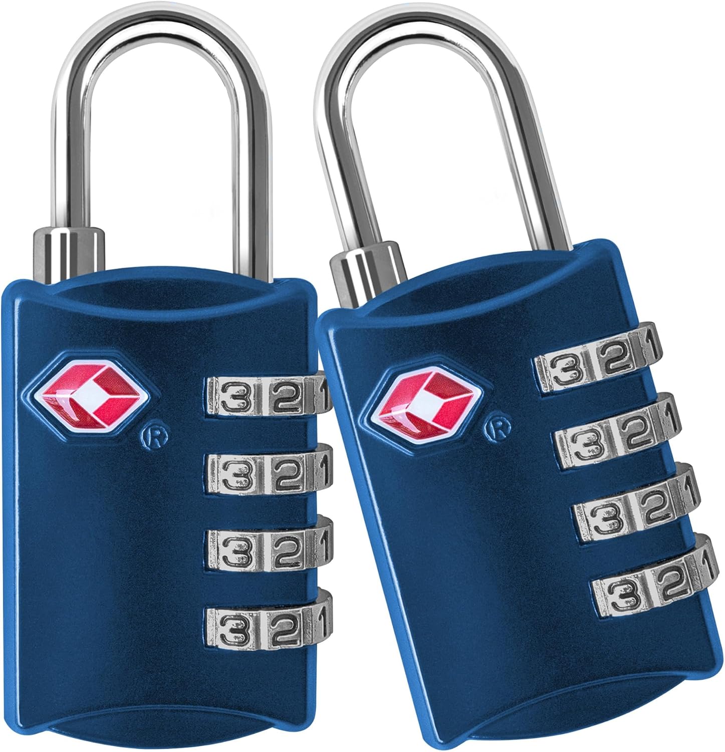 TSA Locks for Luggage, 2-Pc Durable Steel Padlock, Keyless Easy to Read 4-Digit Combination Lock for Backpacks, Travel Suitcases, Toolbox, Filing Cabinets, Baggage Gym Locker, Blue