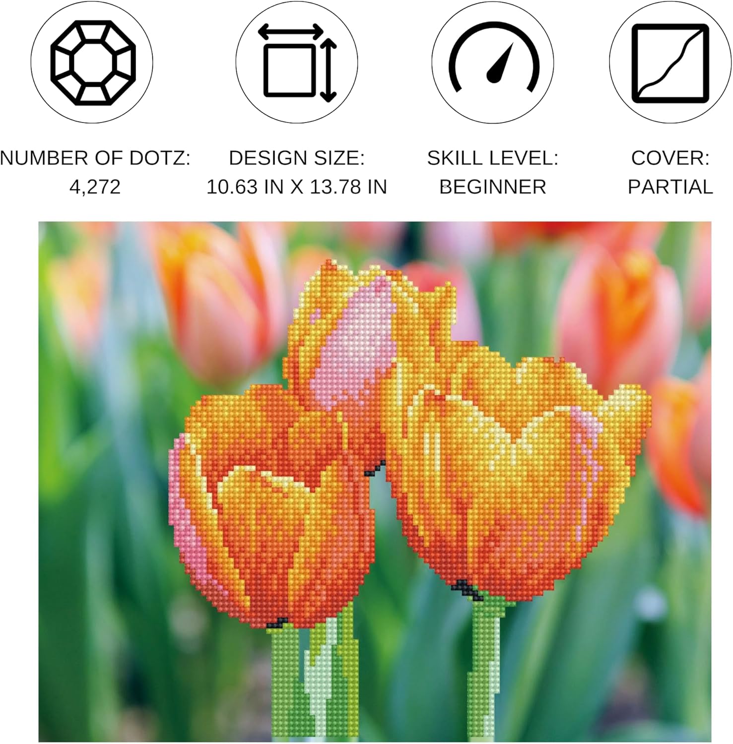 DIAMON DOT Lov Tulip Diamon Paintin Kit fo Adult Diamon Ar Kit Relaxin Creativ Craf Ki wit Dot Gem 10.6x13.8