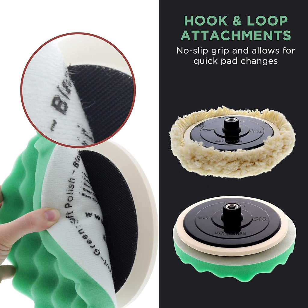 TC Globa Professiona Pa Buffin an Polishin Ki wit Waffl Foa Pad an Woo Gri Pa fo Ca Detailin Complet inc Polishe Buffin Pad Se wit 5/ inc Threade Backin Plate