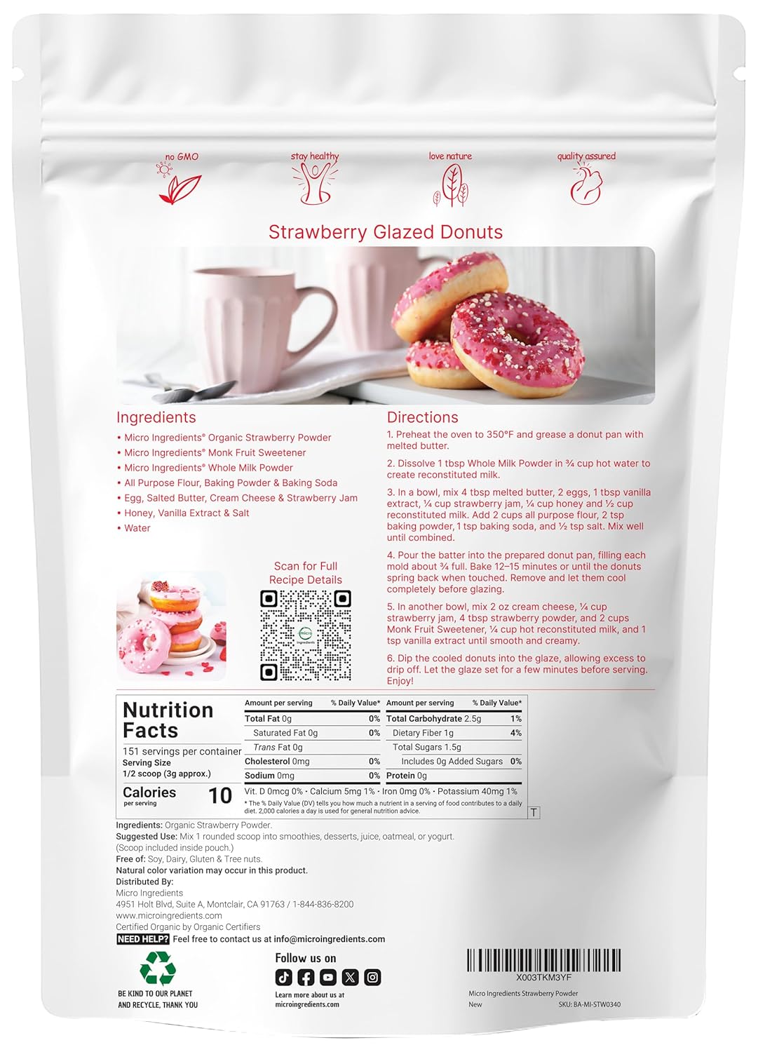 Organi Strawberr Powder L 100 Natura Frui Powde Freeze-Drie Strawberrie Sourc N Suga Additive Grea Flavo fo Drinks Smoothie Beverage Non-GM Vega Friendly