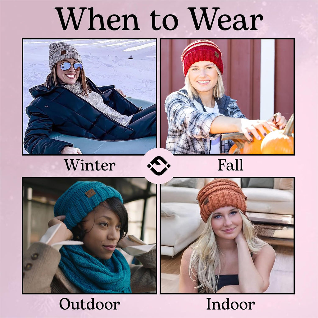 Funky Junque Exclusives Slouchy Beanie for Women ¨C Oversized Winter Hat, Chunky Cable Knit Beanies, Unisex Cold Weather Hats