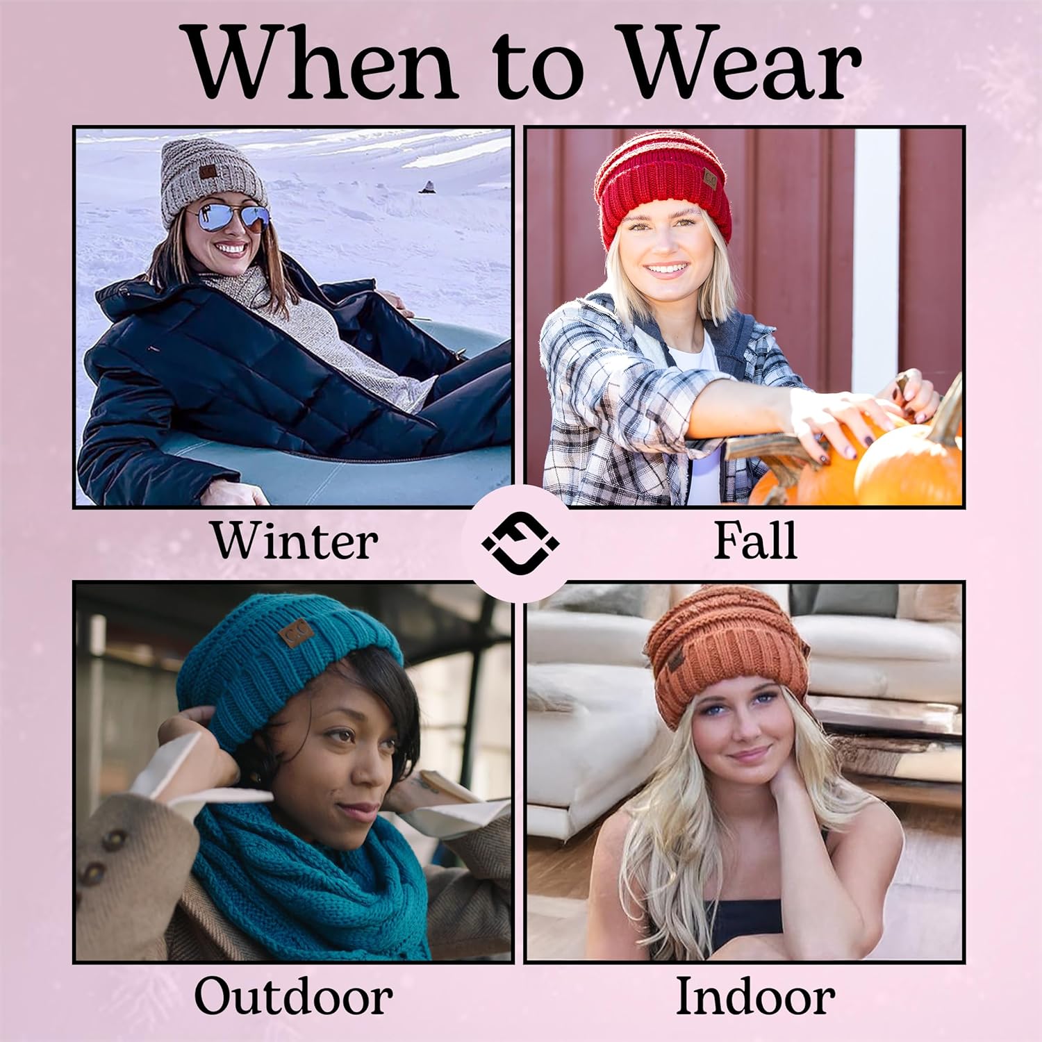 Funky Junque Exclusives Slouchy Beanie for Women ¨C Oversized Winter Hat, Chunky Cable Knit Beanies, Unisex Cold Weather Hats