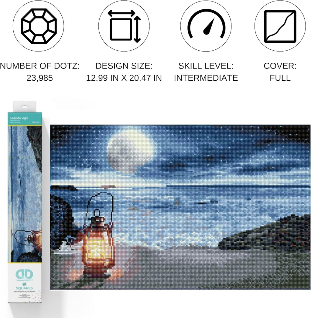 DIAMON DOT Seasid Vigi Diamon Paintin Kit fo Adult Diamon Ar Kit Relaxin Creativ Craf Ki wit Dot Gem 13x20.5