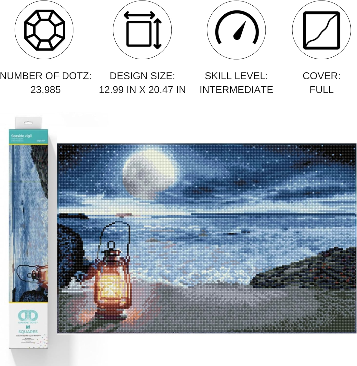 DIAMON DOT Seasid Vigi Diamon Paintin Kit fo Adult Diamon Ar Kit Relaxin Creativ Craf Ki wit Dot Gem 13x20.5
