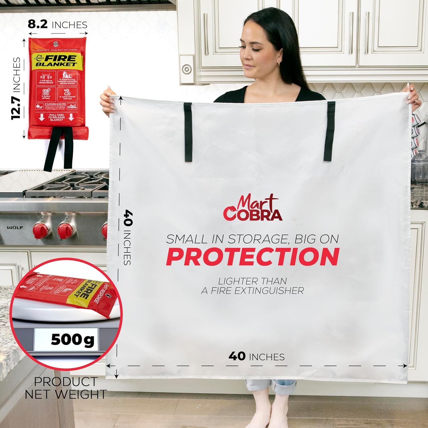 Mart Emergency Fire Blanket for Home and Kitchen - 4 Pack - Fire Blankets Emergency for Home Safety 40¡± x 40¡± - Suppression Shield Retardant Extinguisher Fiberglass Welding Fireproof Cloth Towel