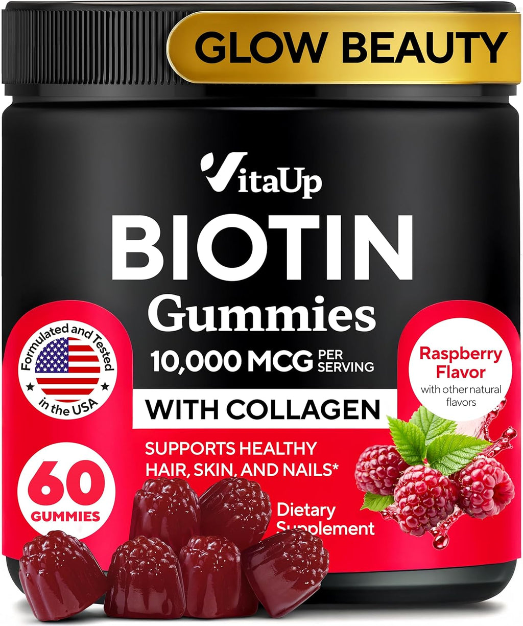 Bioti Gummie 10000mc fo Wome an Me Extr Strengt Hair Ski an Nail Gummie wit Collage Natura Bioti Gumm Supplemen fo Hair Skin Nail Suppor 6 ct