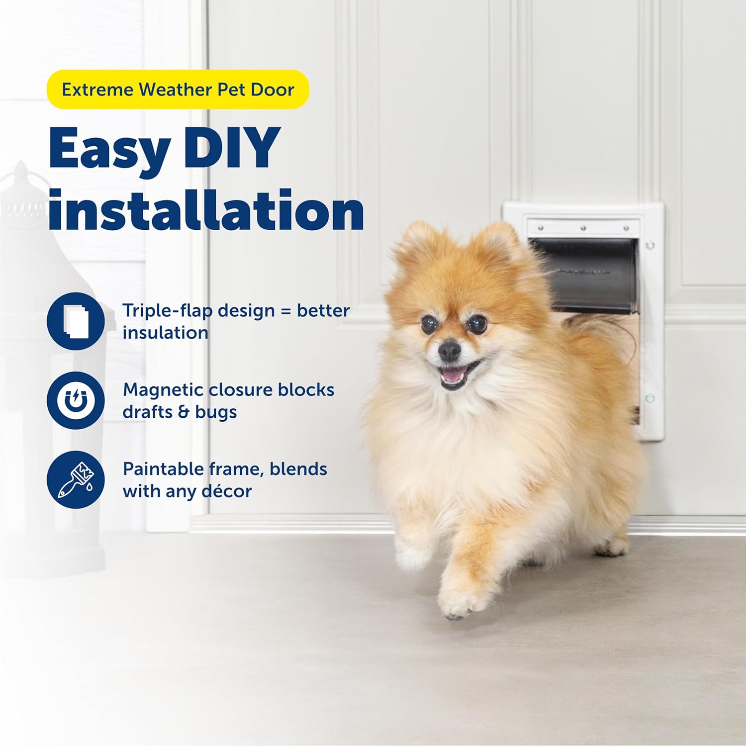 PetSafe Extreme Weather Pet Door - Insulated Weather-Resistant Dog Cat Door with Durable Plastic Frame - Maximum Energy-Saving Efficiency - Small - for Dogs Cats up to 15 lbs
