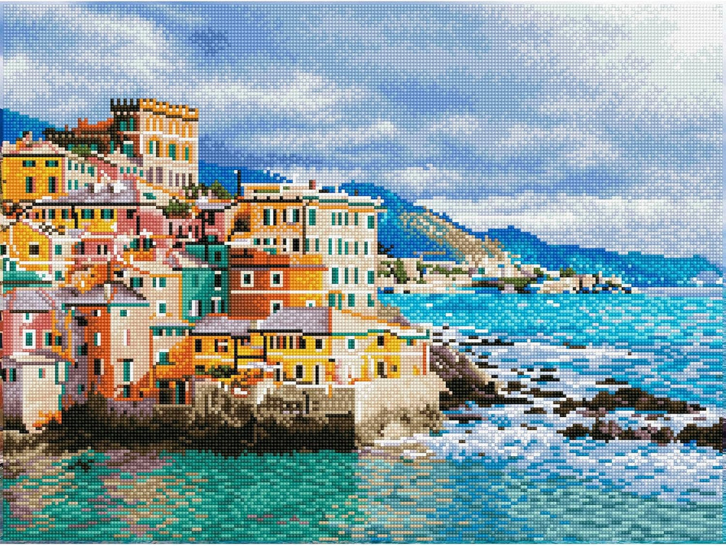 DIAMON DOT Winte Da View Boccadasse Genoa Ital Diamon Paintin Kit fo Adult Diamon Ar Kit Relaxin Creativ Craf Ki wit Dot Gem 18.5x24.8
