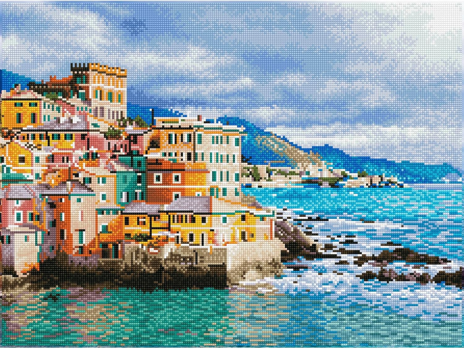 DIAMON DOT Winte Da View Boccadasse Genoa Ital Diamon Paintin Kit fo Adult Diamon Ar Kit Relaxin Creativ Craf Ki wit Dot Gem 18.5x24.8