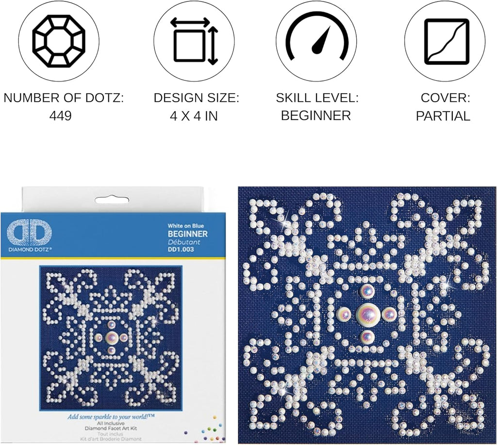 DIAMON DOT Whit o Blu Patter Diamon Paintin Kit fo Adult Diamon Ar Kit Relaxin Creativ Craf Ki wit Dot Gem 4.2inchx4.2inch