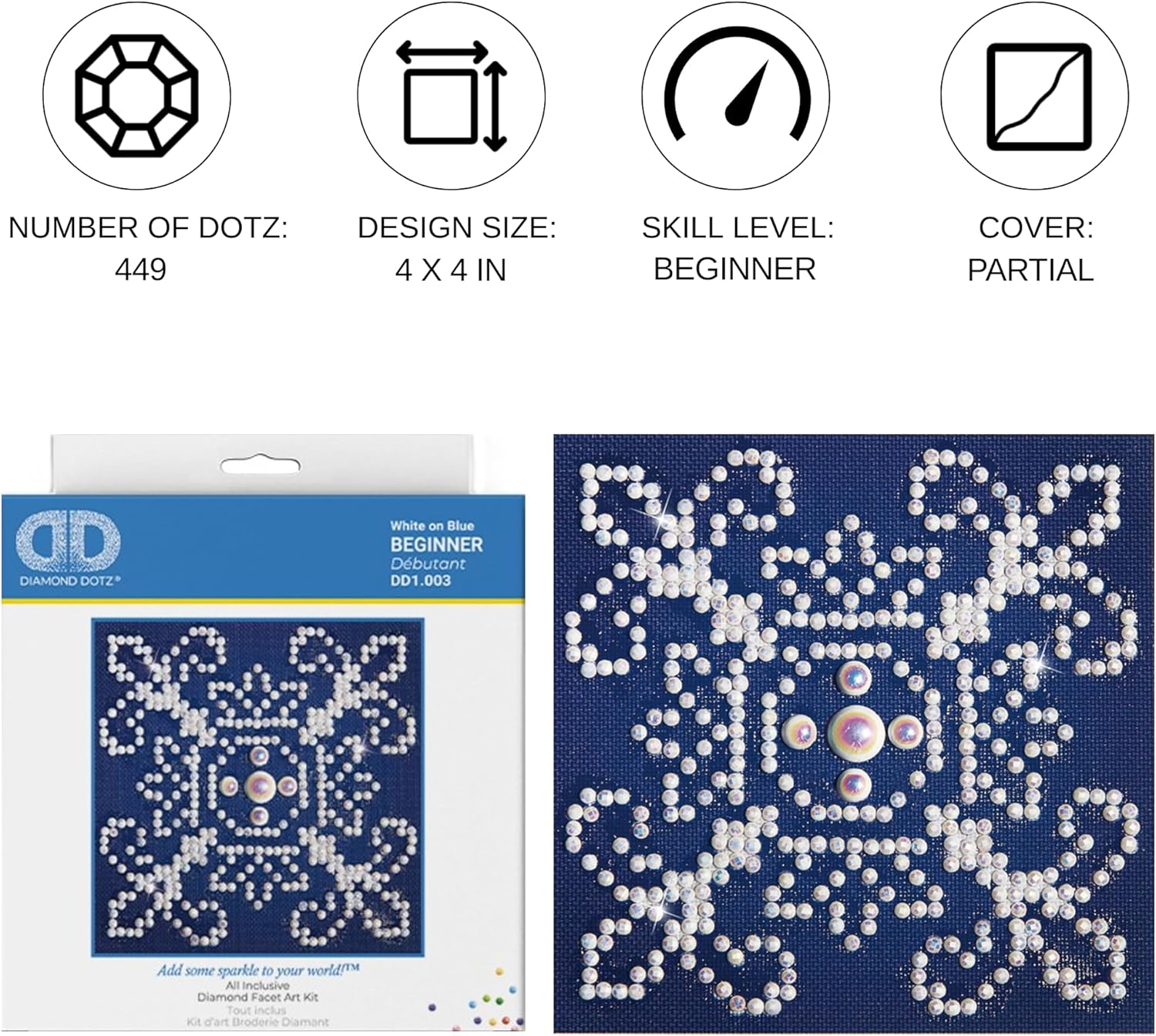 DIAMON DOT Whit o Blu Patter Diamon Paintin Kit fo Adult Diamon Ar Kit Relaxin Creativ Craf Ki wit Dot Gem 4.2inchx4.2inch