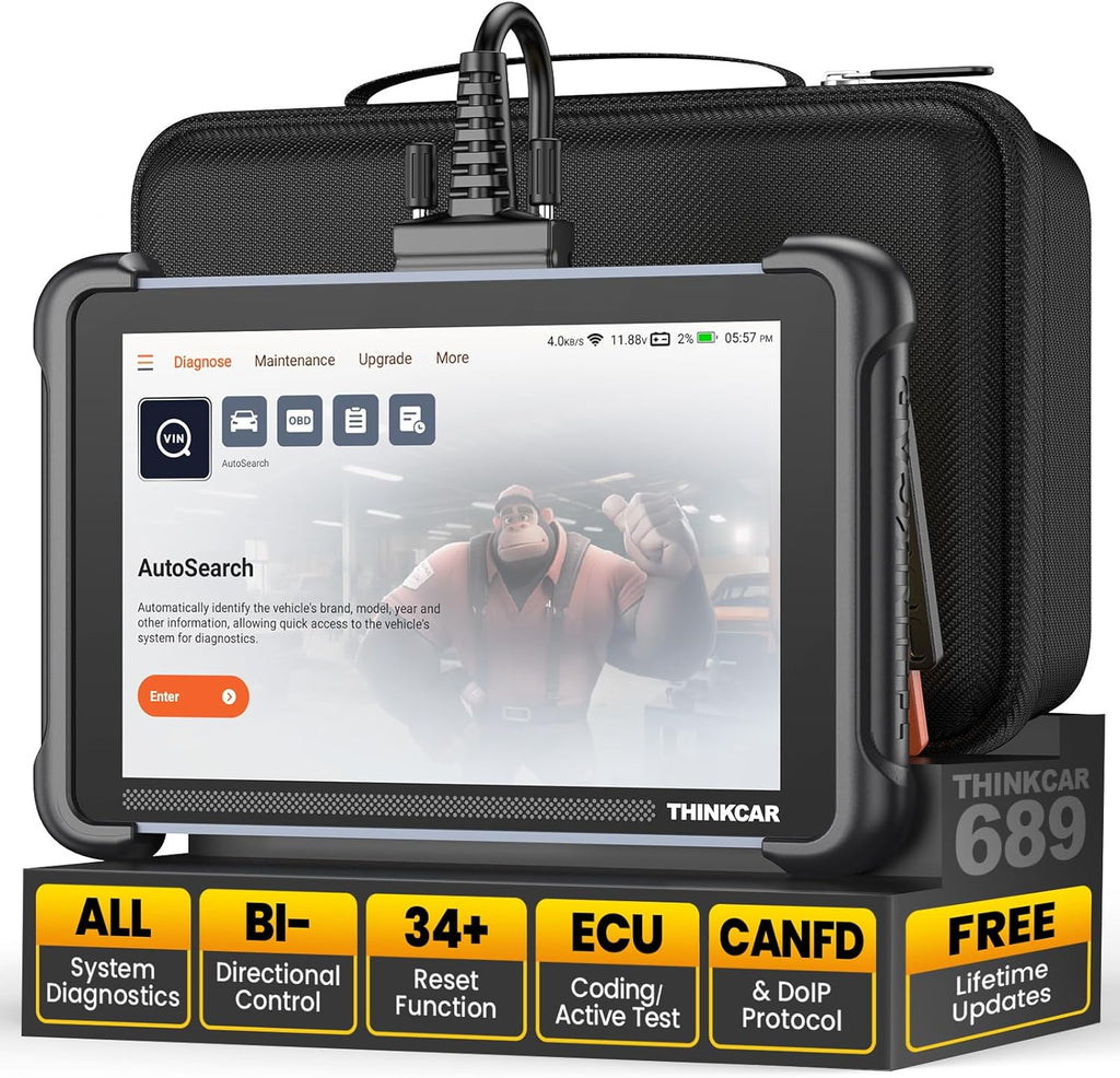THINKCA OBD Scanne Diagnosti Too Lifetim Free ThinkSca 68 Ca Sca Too wit 3 Rese Function,Scanne fo Ca wit 3000 Activ Test,Advance EC Codin BI-Directional,FC Onlin Service