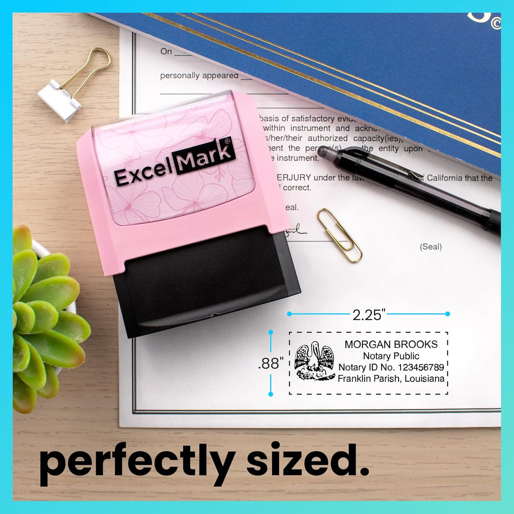 ExcelMark Notary Stamp for All 50 States - Official State Seal - Louisiana - Pink