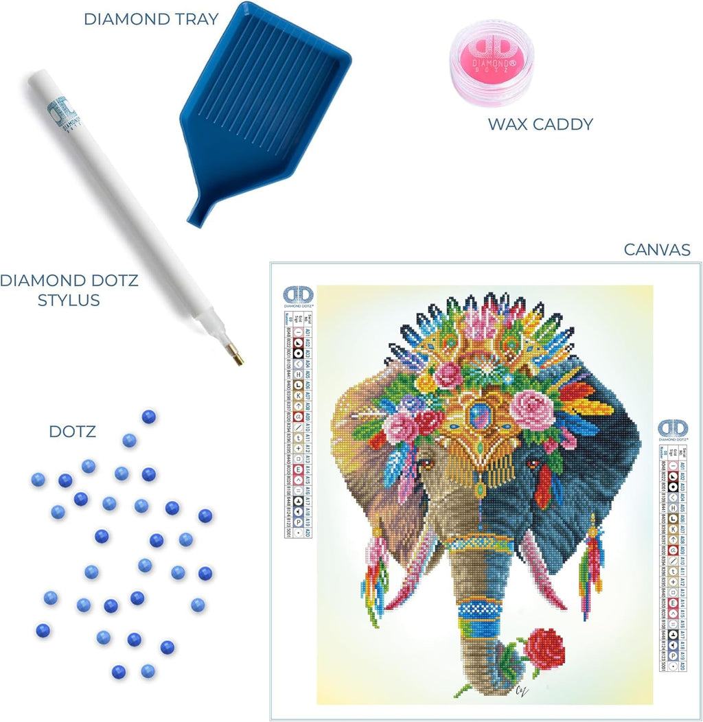 DIAMON DOT Bohemia Elephan Diamon Paintin Kit fo Adult Diamon Ar Kit Relaxin Creativ Craf Ki wit Dot Gem 16.1x20.1