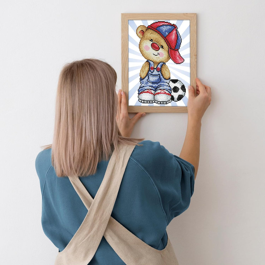 DIAMON DOT Let Pla wit Fram Bea Diamon Paintin Kit fo Adult Diamon Ar Kit Relaxin Creativ Craf Ki wit Dot Gem 14inchx10.9inch