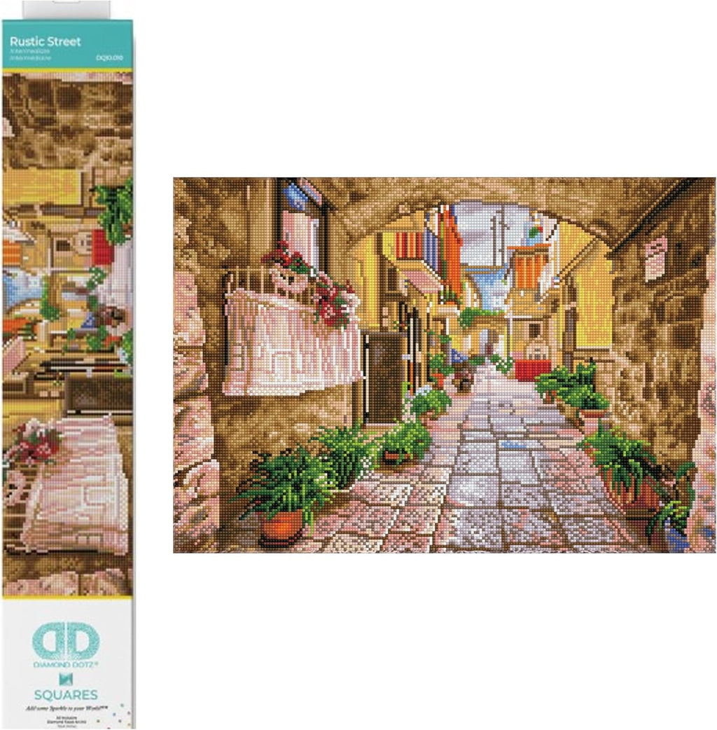 DIAMON DOT Rusti Stree Landscap Diamon Paintin Kit fo Adult Diamon Ar Kit Relaxin Creativ Craf Ki wit Dot Gem 14.2inchx20.5inch