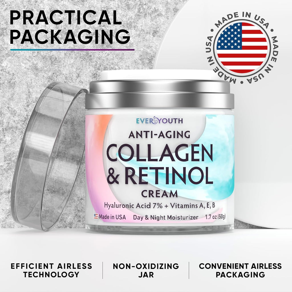 Collage Crea fo Face Nec D¨¦collet¨¦ Ant Agin Facia Moisturize fo Wome wit Hyaluroni Acid Vitami E Mad i USA Ant Wrinkl Fac Cream Nec Cream fo Tightenin an Firming 1.7oz