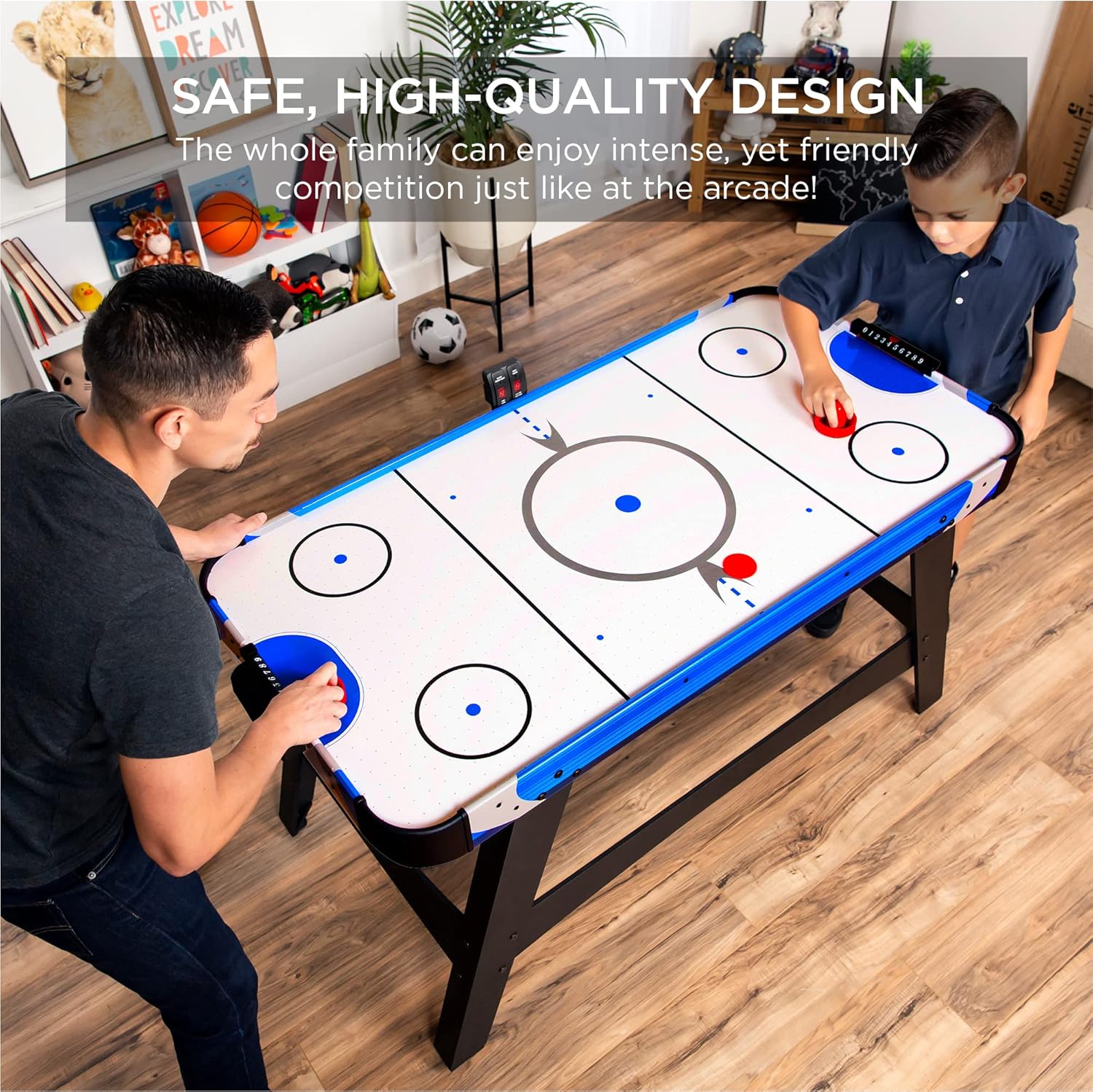 Bes Choic Product 58i Mid-Siz Arcad Styl Ai Hocke Tabl fo Gam Room Home Offic w Pucks Pushers Digita LE Scor Board Powerfu 12 Motor Carryin Bag