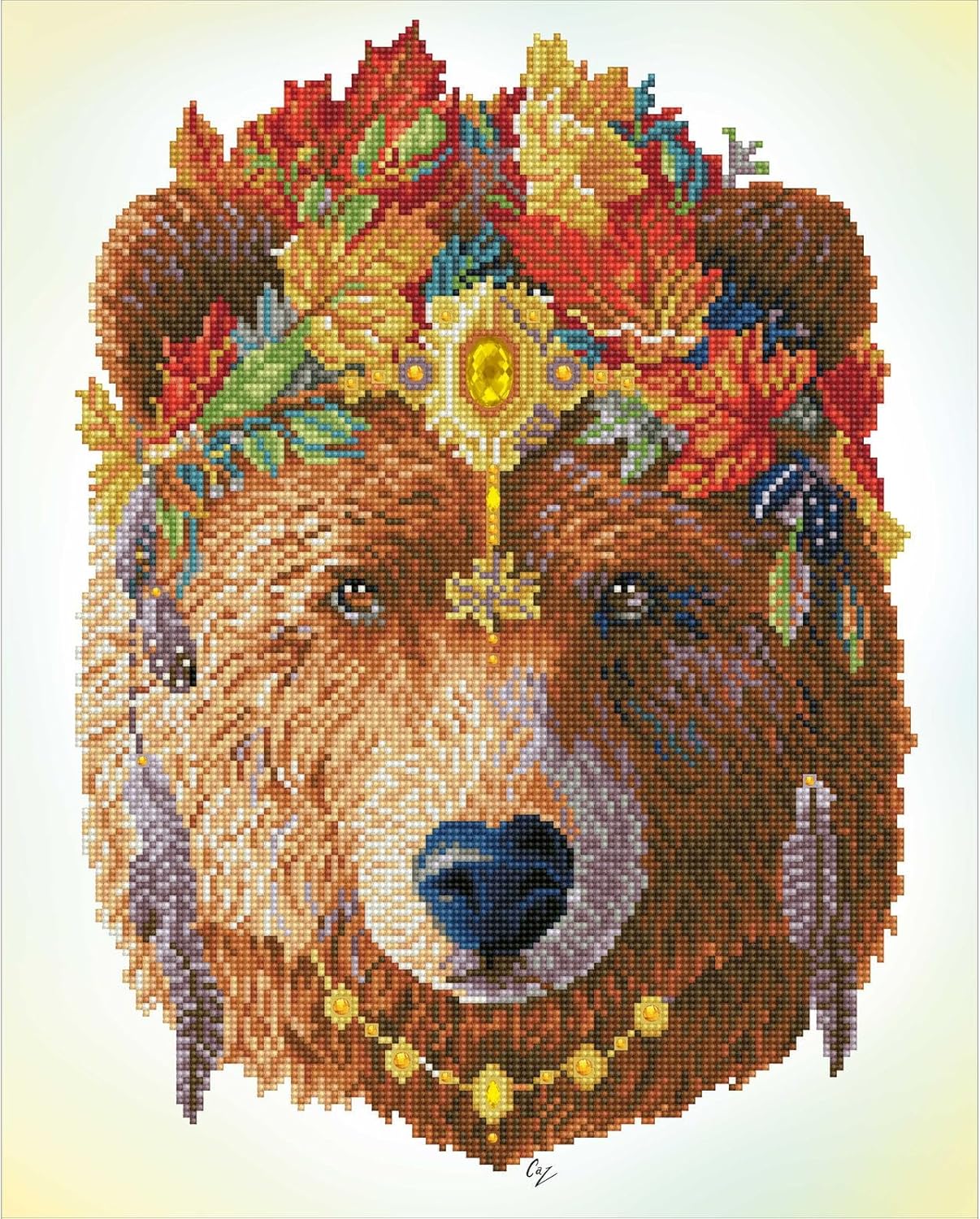 DIAMON DOT Bohemia Bea Diamon Paintin Kit fo Adult Diamon Ar Kit Relaxin Creativ Craf Ki wit Dot Gem 16.1x20.1