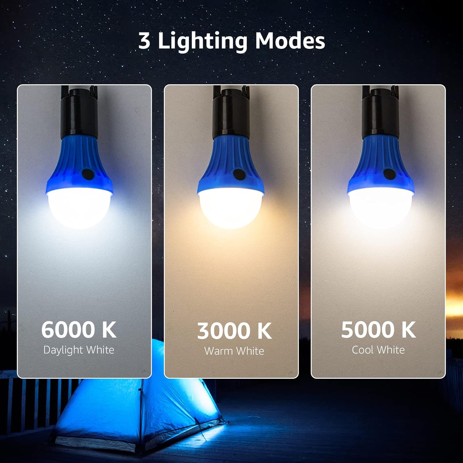 Lepr LE Campin Lantern Campin Essentials Lightin Modes Hangin Ten Ligh Bulb wit Cli Hoo fo Camping Hiking Hurricane Storms Outages Collapsible Batterie Included Packs