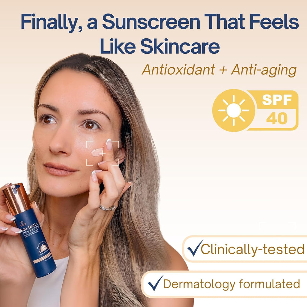 SRILab Dail Facia Sunscree SP 4 Anti-Agin wit Lipochroma Peptide Transparen Zin Oxid Universa tin Weightles 1. OZ