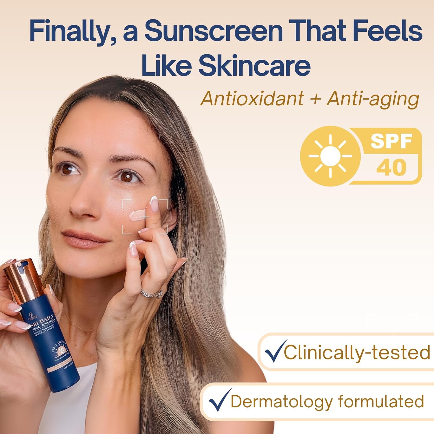 SRILab Dail Facia Sunscree SP 4 Anti-Agin wit Lipochroma Peptide Transparen Zin Oxid Universa tin Weightles 1. OZ