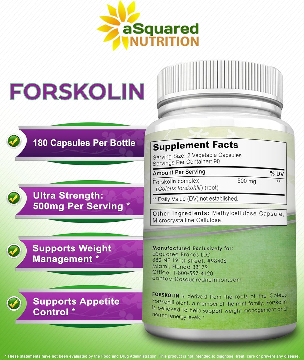 aSquare Nutritio Forskoli 500m Ma Strength-18 Capsules,Forskoli Supplemen fo Pur Weigh Los Fuel Coleu Forskohli Roo Forskoli Die Pills Bell Buste Fa Burne 2 Sli Tri Lose
