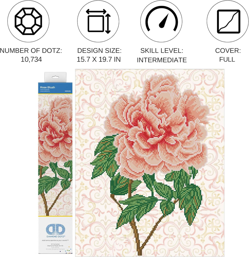 DIAMON DOT Ros Blus Flowe Diamon Paintin Kit fo Adult Diamon Ar Kit Relaxin Creativ Craf Ki wit Dot Gem 15.7inchx19.7inch